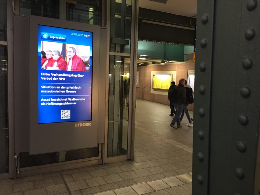 Media Screens in the Karlsruhe Central Train Station Carried News of the Proceedings